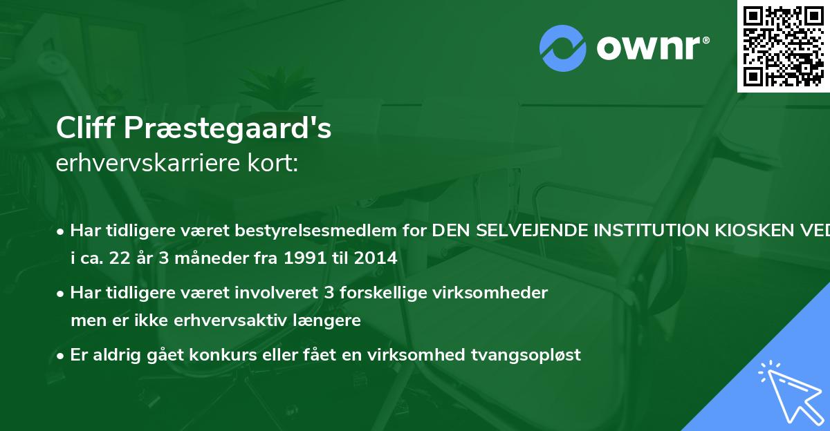 Cliff Præstegaard's erhvervskarriere kort