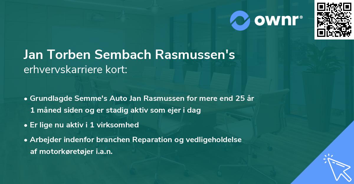 Jan Torben Sembach Rasmussen's erhvervskarriere kort