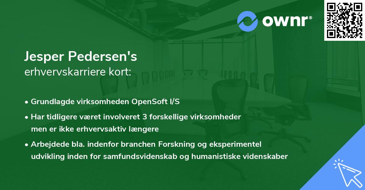 Jesper Pedersen's erhvervskarriere kort