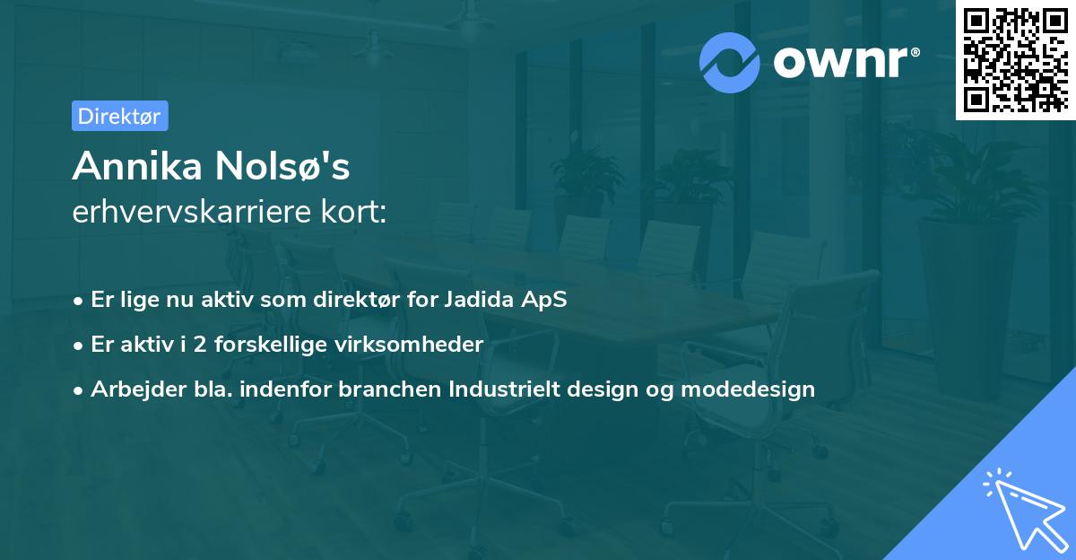 Annika Nolsø's erhvervskarriere kort