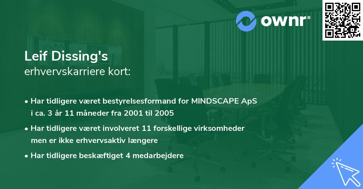 Leif Dissing's erhvervskarriere kort