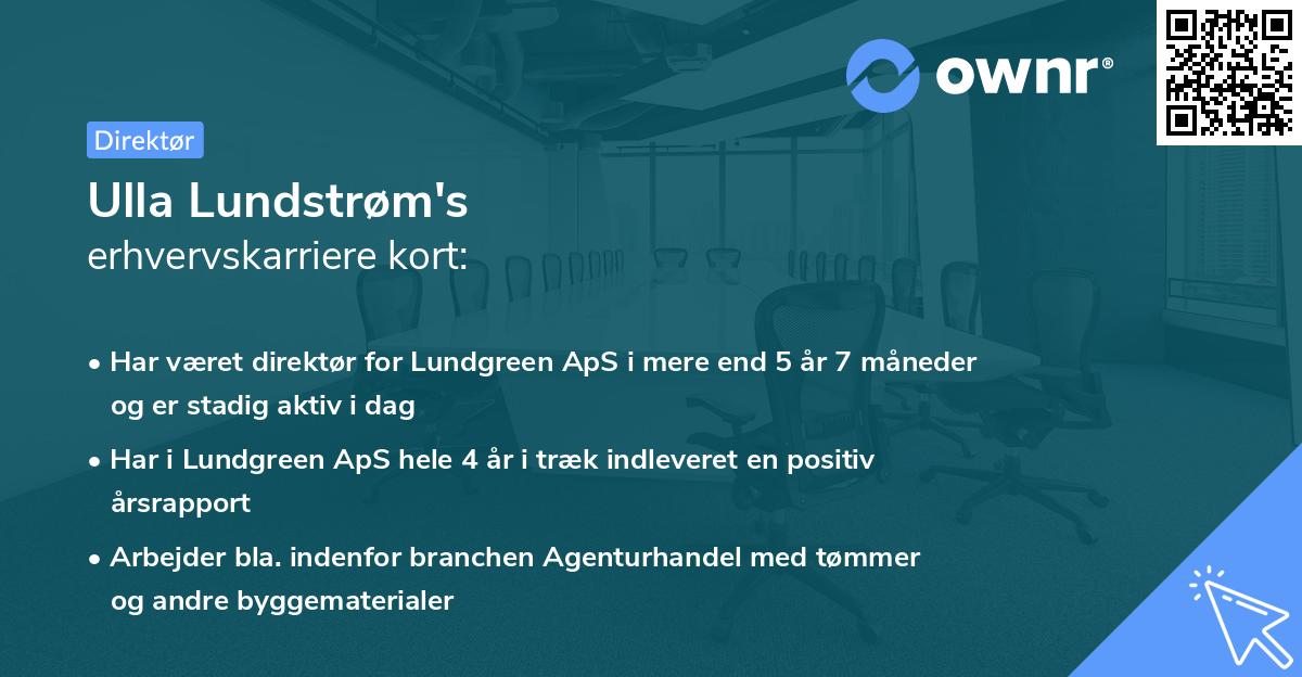 Ulla Lundstrøm's erhvervskarriere kort
