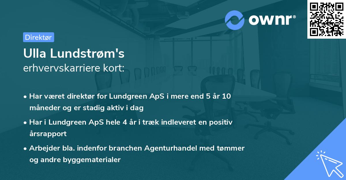 Ulla Lundstrøm's erhvervskarriere kort