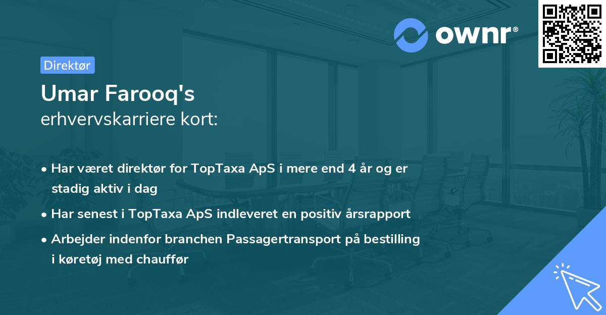 Umar Farooq's erhvervskarriere kort