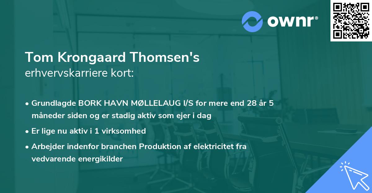 Tom Krongaard Thomsen's erhvervskarriere kort