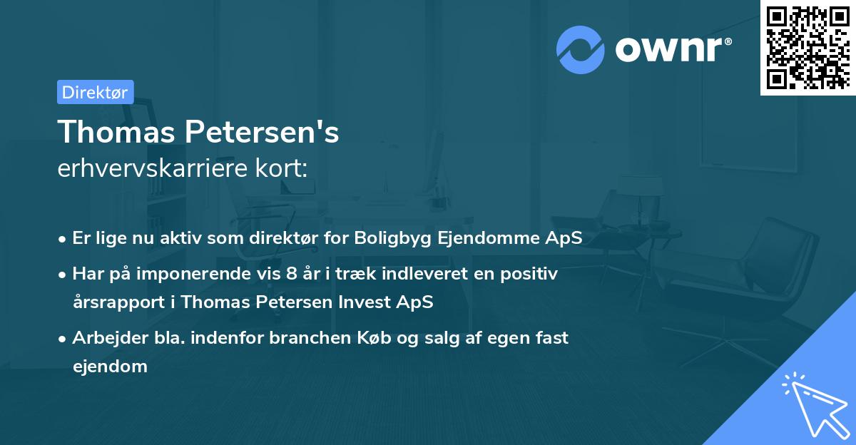 Thomas Petersen's erhvervskarriere kort