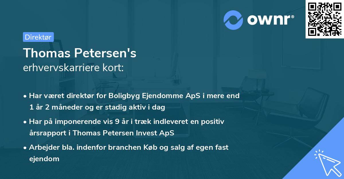 Thomas Petersen's erhvervskarriere kort
