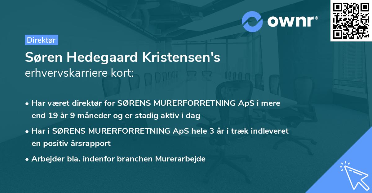 Søren Hedegaard Kristensen's erhvervskarriere kort