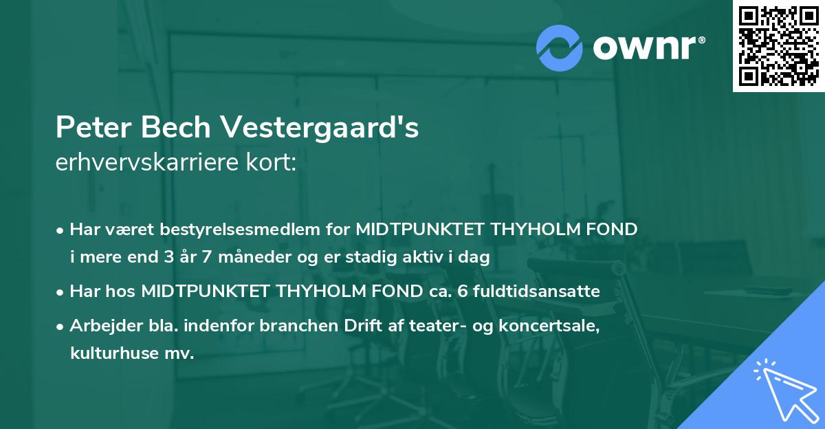 Peter Bech Vestergaard's erhvervskarriere kort