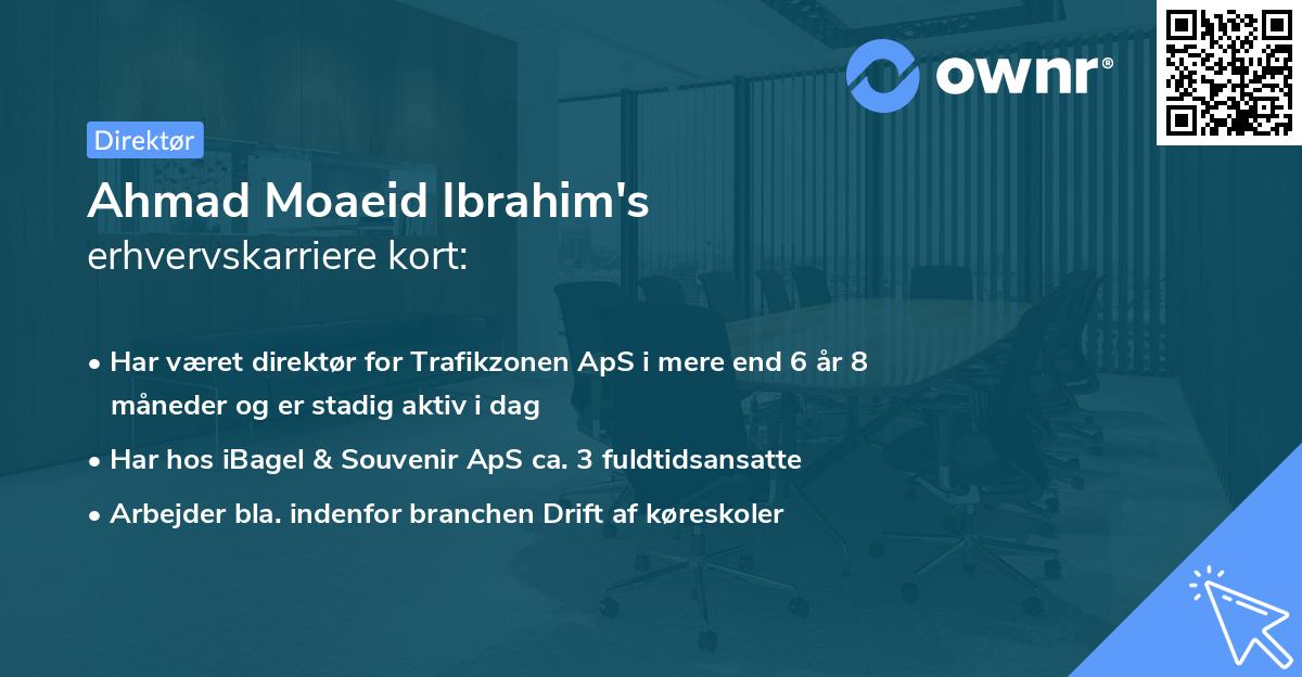 Ahmad Moaeid Ibrahim's erhvervskarriere kort