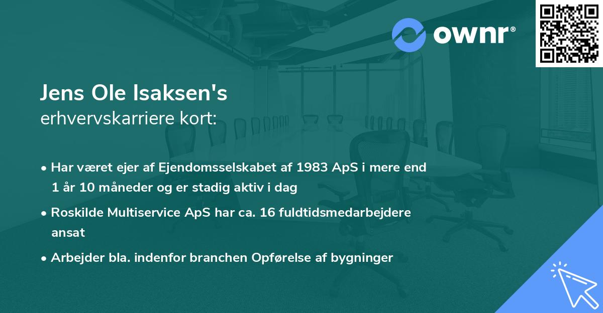 Jens Ole Isaksen's erhvervskarriere kort