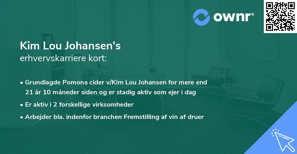 Kim Lou Johansen's erhvervskarriere kort