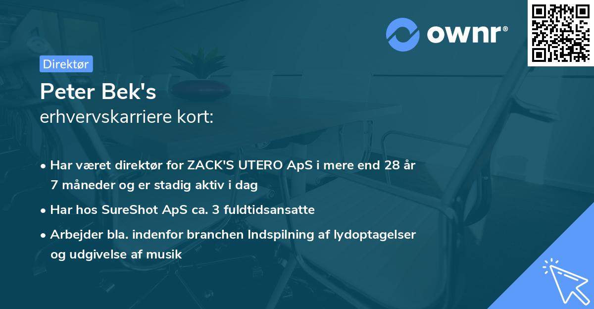 Peter Bek's erhvervskarriere kort
