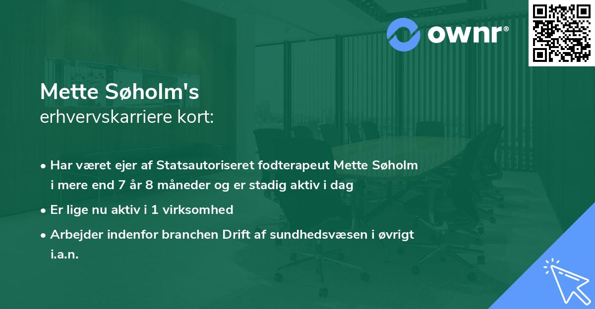 Mette Søholm's erhvervskarriere kort