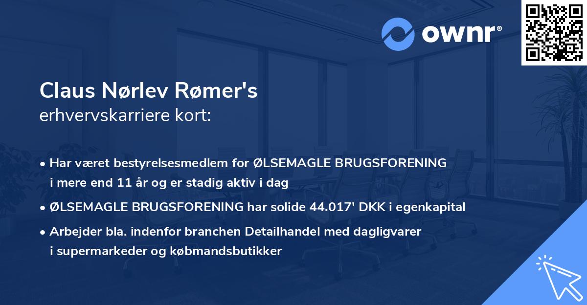 Claus Nørlev Rømer's erhvervskarriere kort