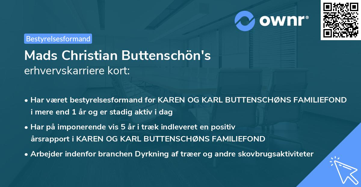 Mads Christian Buttenschön's erhvervskarriere kort