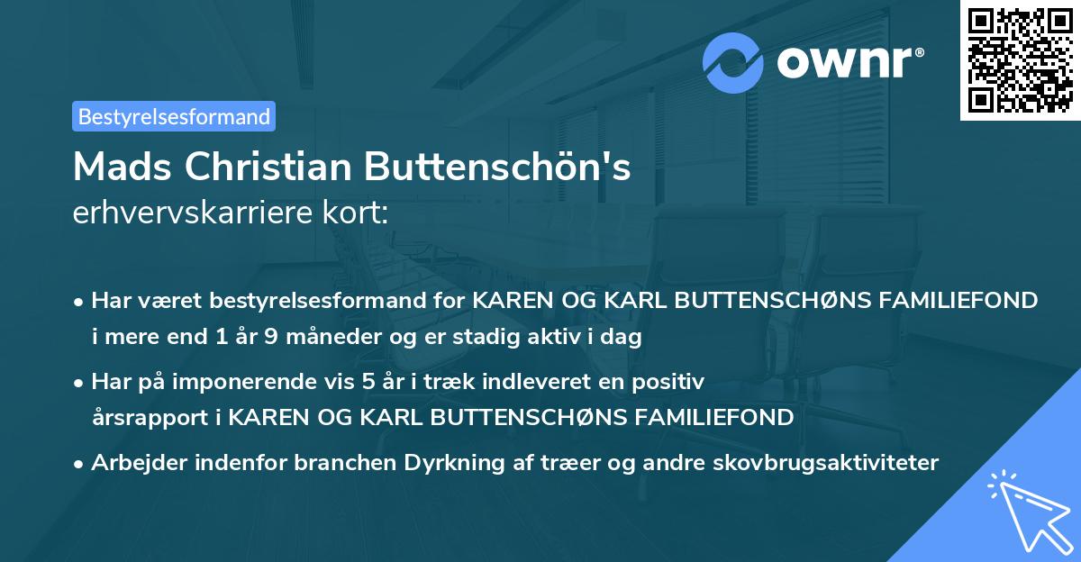 Mads Christian Buttenschön's erhvervskarriere kort