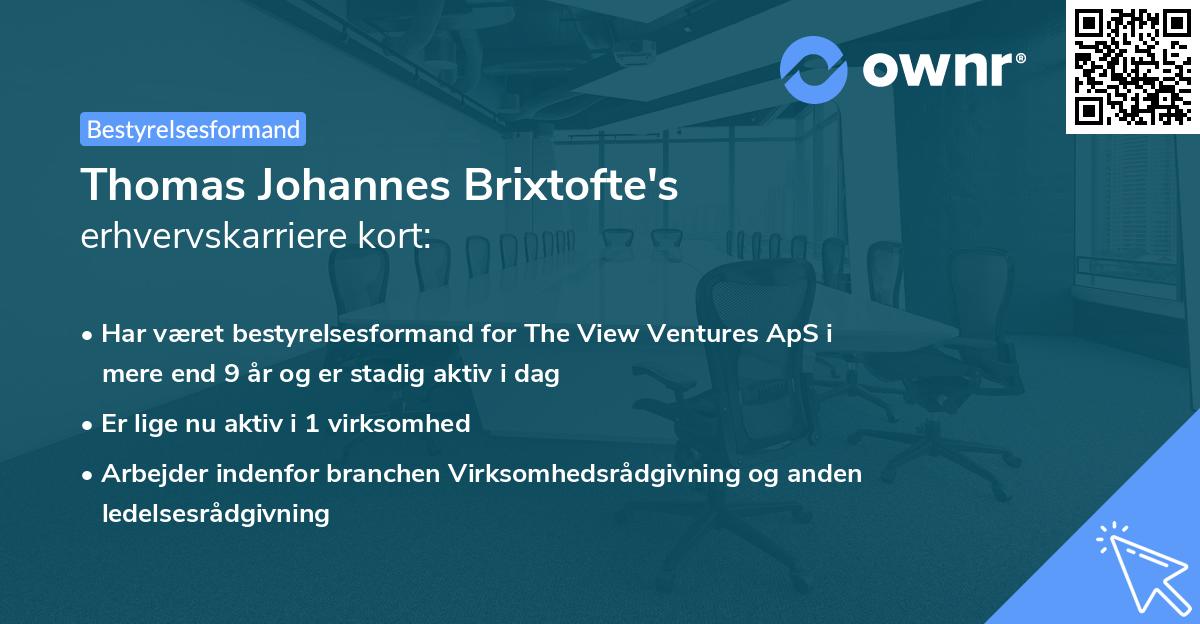 Thomas Johannes Brixtofte's erhvervskarriere kort