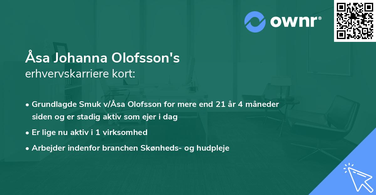 Åsa Johanna Olofsson's erhvervskarriere kort