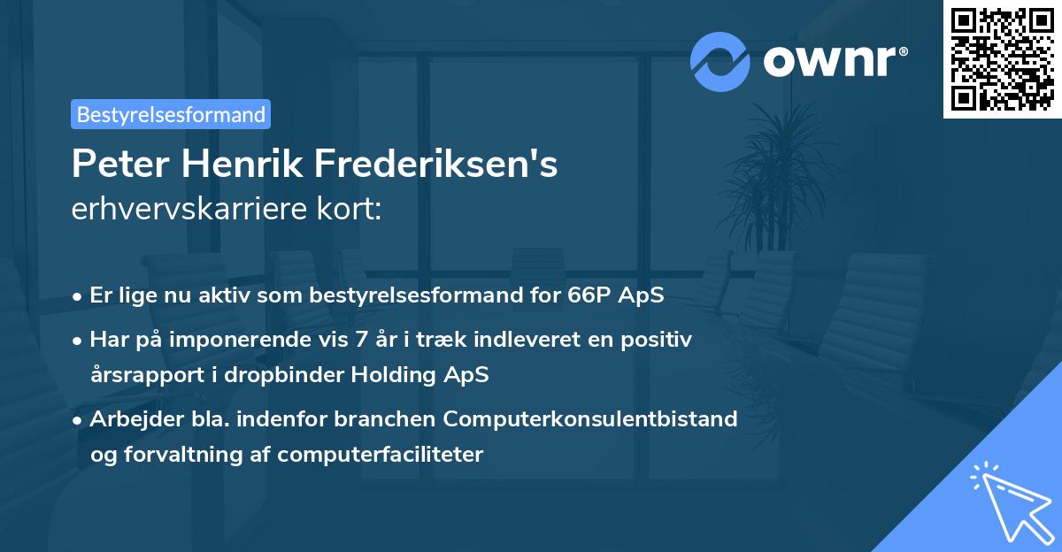 Peter Henrik Frederiksen's erhvervskarriere kort