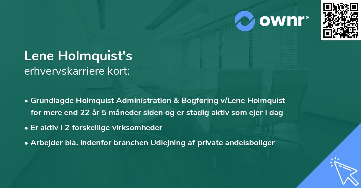 Lene Holmquist's erhvervskarriere kort