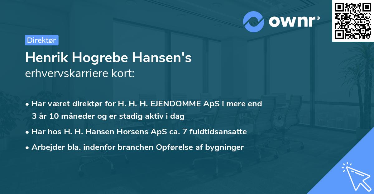 Henrik Hogrebe Hansen's erhvervskarriere kort