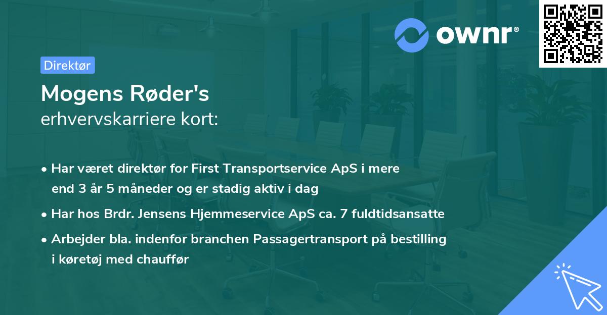 Mogens Røder's erhvervskarriere kort