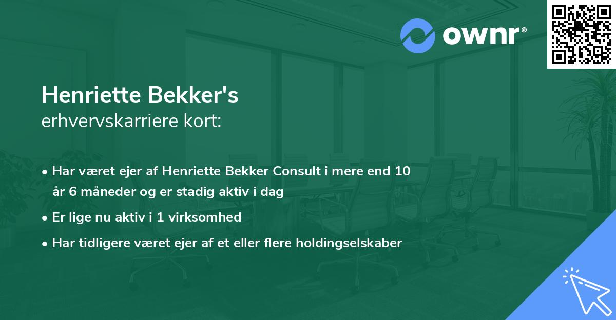 Henriette Bekker's erhvervskarriere kort