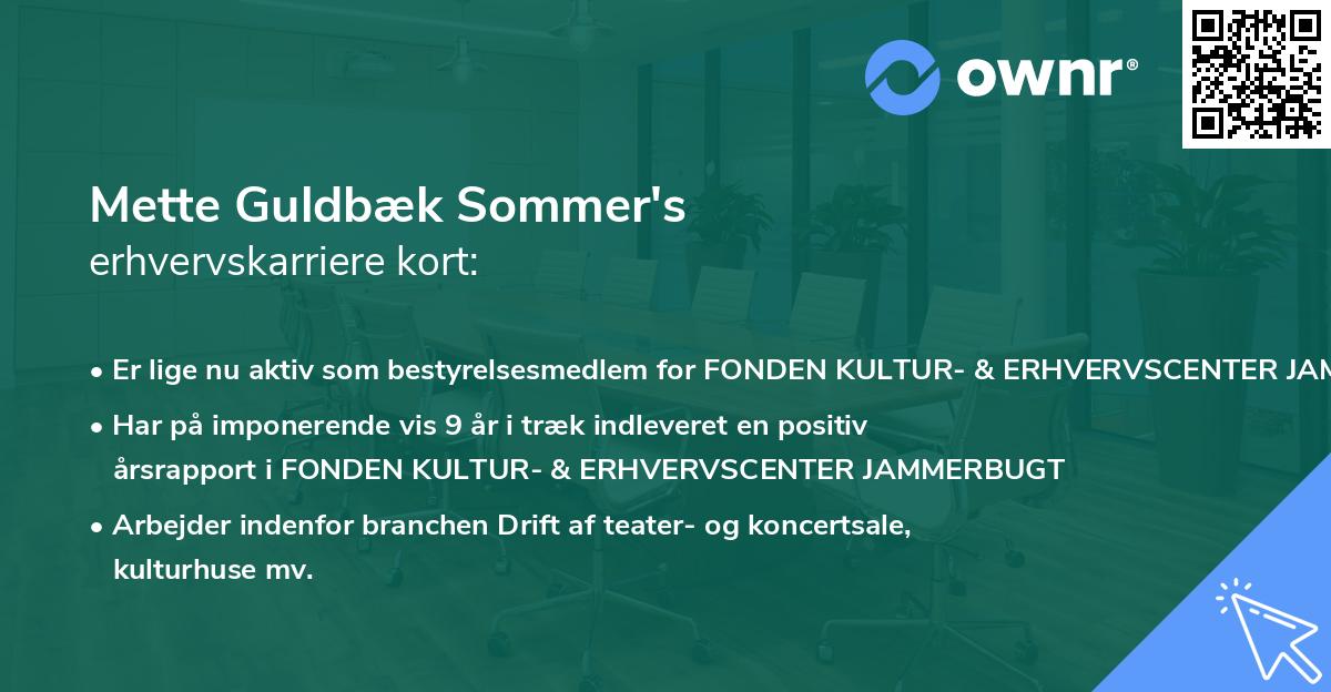 Mette Guldbæk Sommer's erhvervskarriere kort