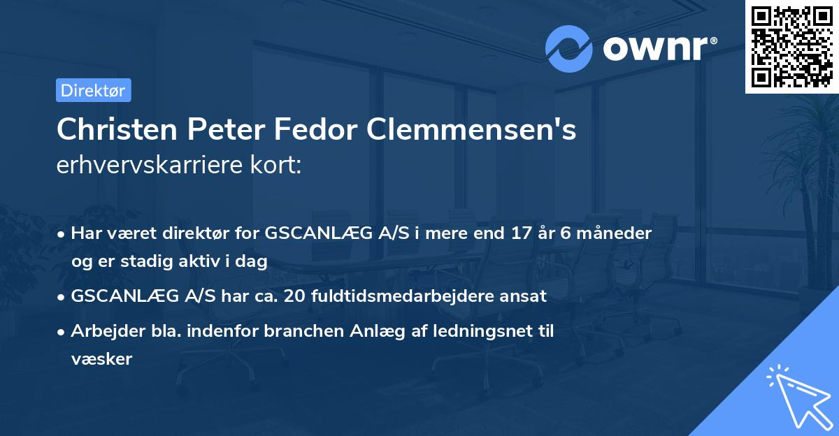 Christen Peter Fedor Clemmensen's erhvervskarriere kort