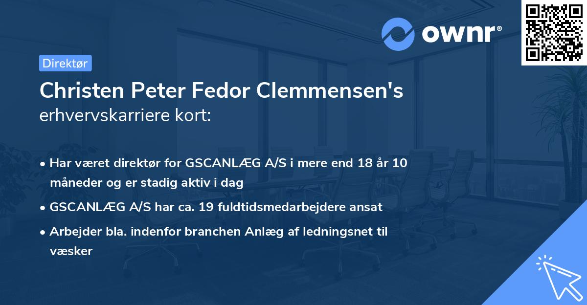 Christen Peter Fedor Clemmensen's erhvervskarriere kort