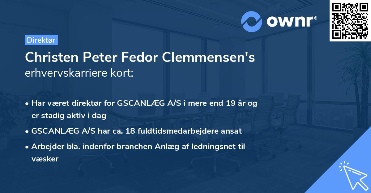 Christen Peter Fedor Clemmensen's erhvervskarriere kort