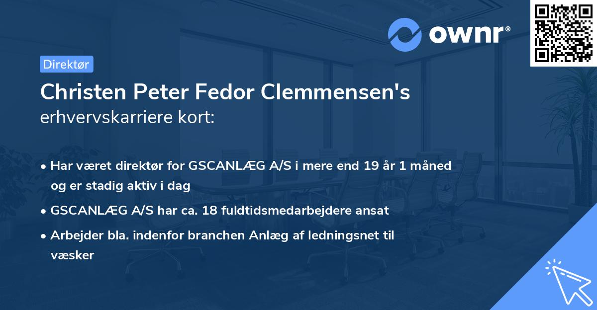 Christen Peter Fedor Clemmensen's erhvervskarriere kort