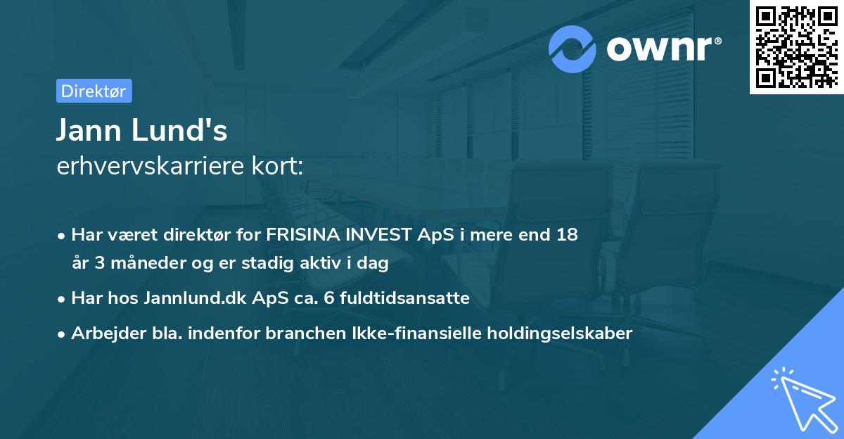 Jann Lund's erhvervskarriere kort