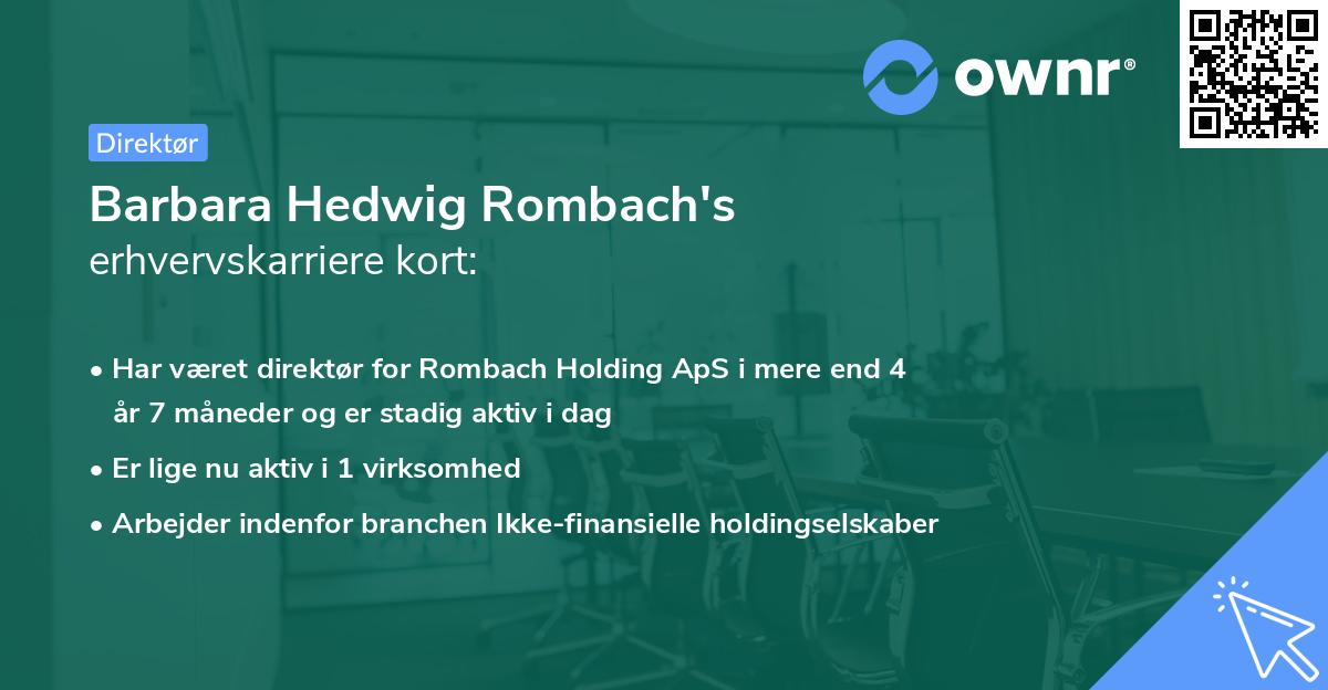 Barbara Hedwig Rombach's erhvervskarriere kort