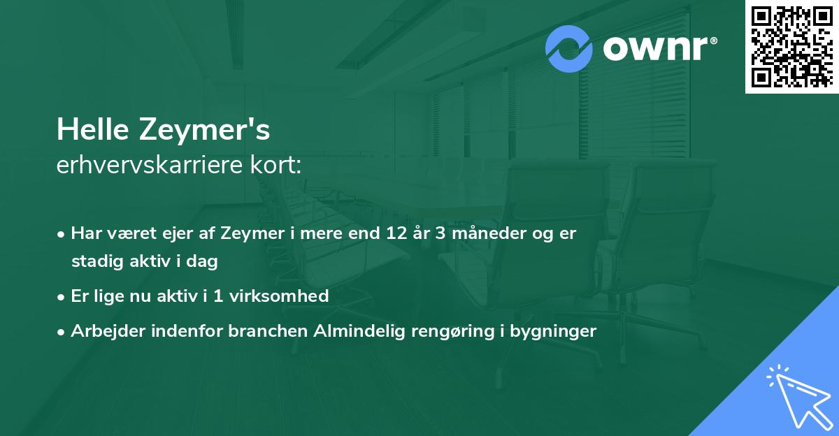 Helle Zeymer's erhvervskarriere kort