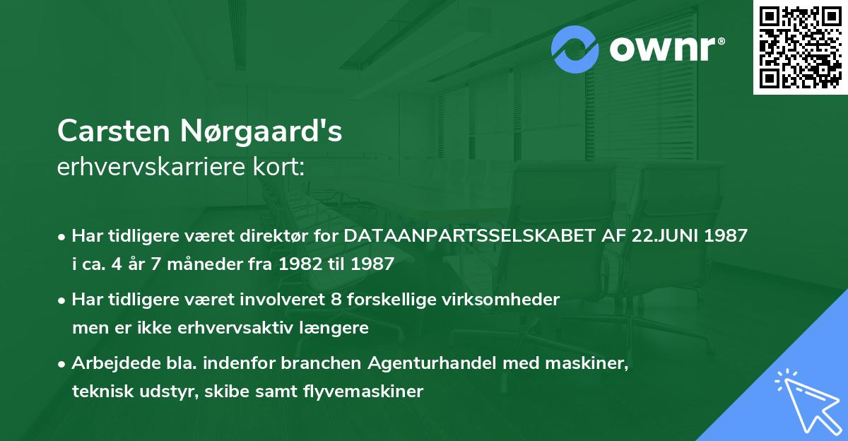 Carsten Nørgaard's erhvervskarriere kort
