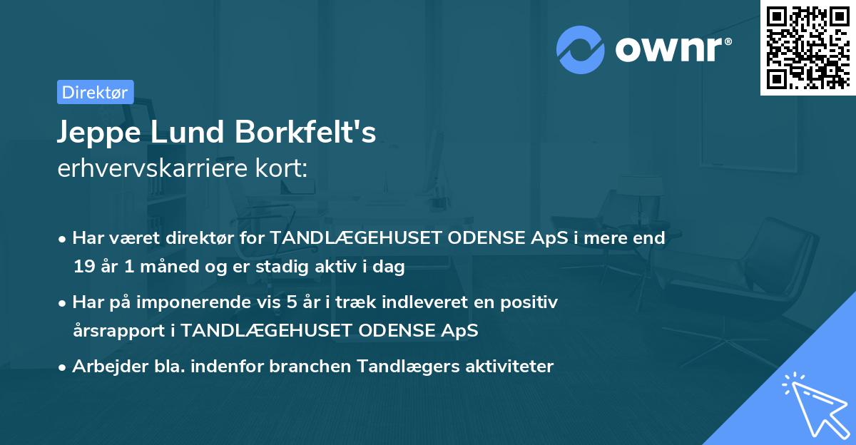 Jeppe Lund Borkfelt's erhvervskarriere kort