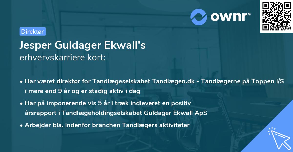 Jesper Guldager Ekwall's erhvervskarriere kort