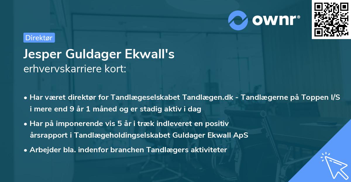 Jesper Guldager Ekwall's erhvervskarriere kort