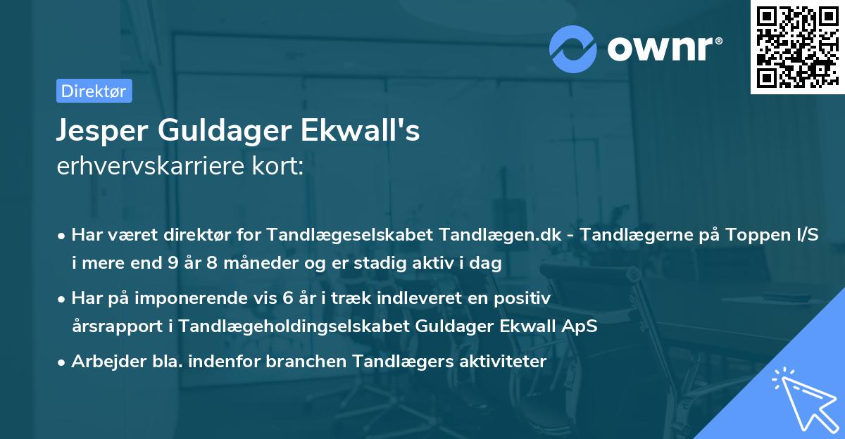Jesper Guldager Ekwall's erhvervskarriere kort