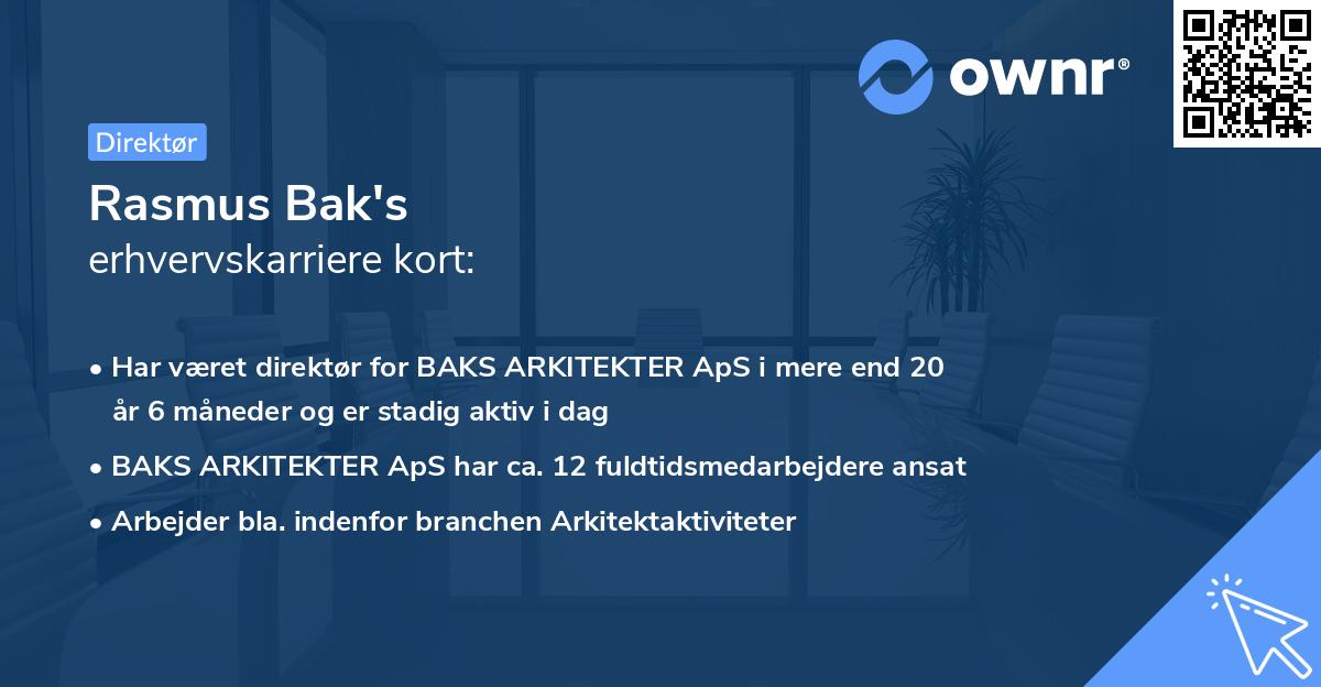 Rasmus Bak's erhvervskarriere kort