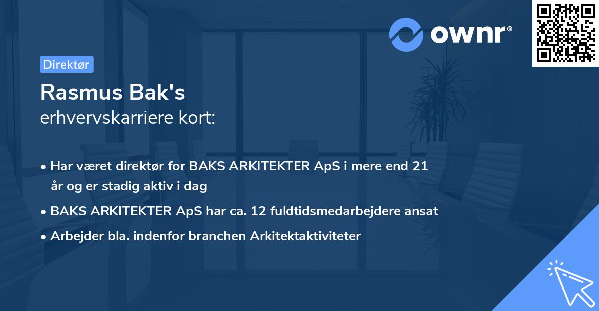 Rasmus Bak's erhvervskarriere kort