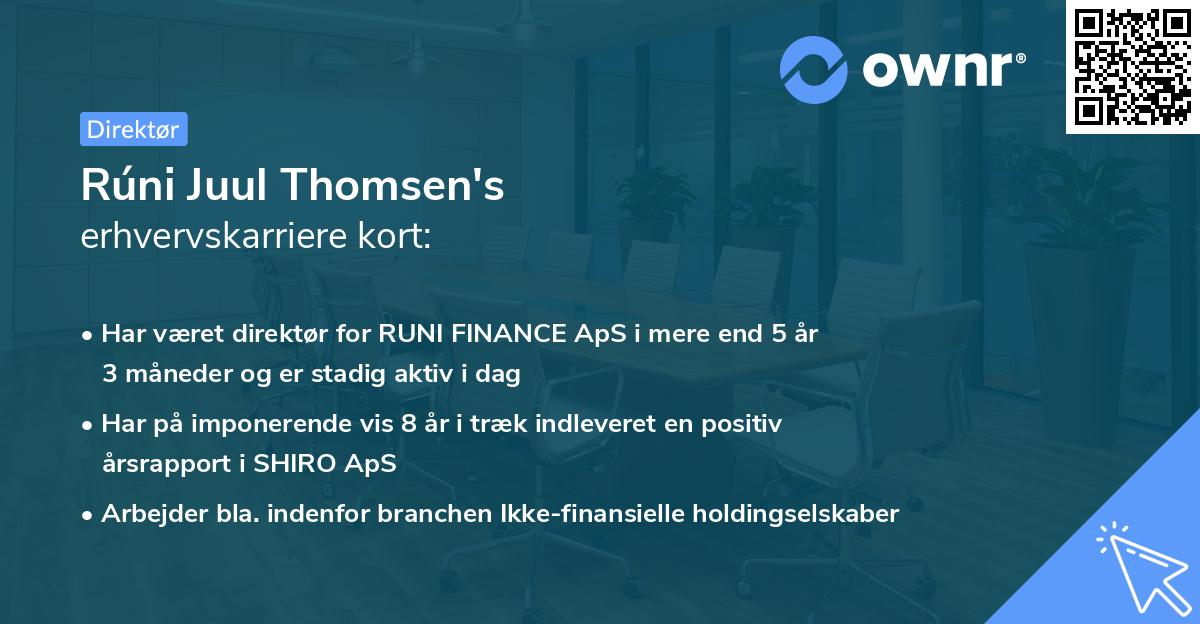 Rúni Juul Thomsen's erhvervskarriere kort