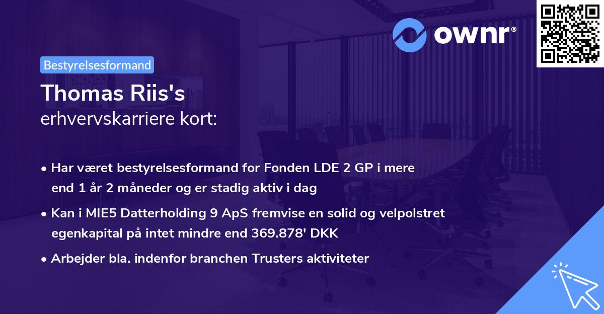 Thomas Riis's erhvervskarriere kort