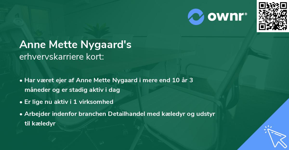 Anne Mette Nygaard's erhvervskarriere kort