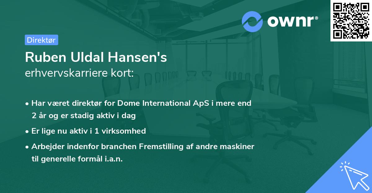 Ruben Uldal Hansen's erhvervskarriere kort