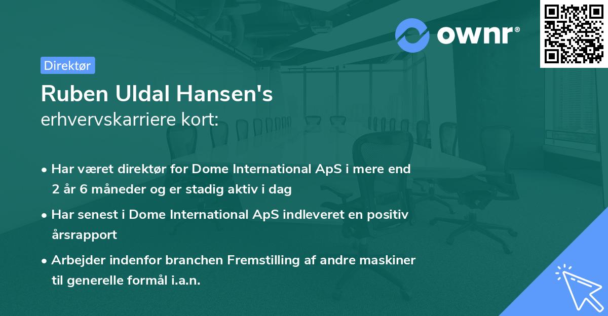 Ruben Uldal Hansen's erhvervskarriere kort