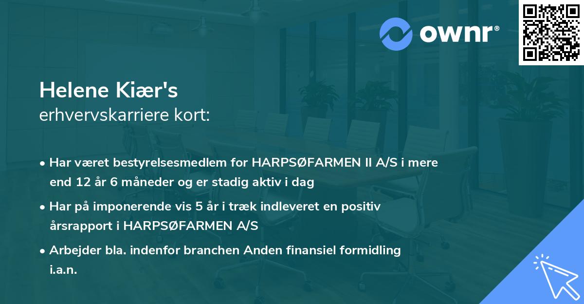 Helene Kiær's erhvervskarriere kort