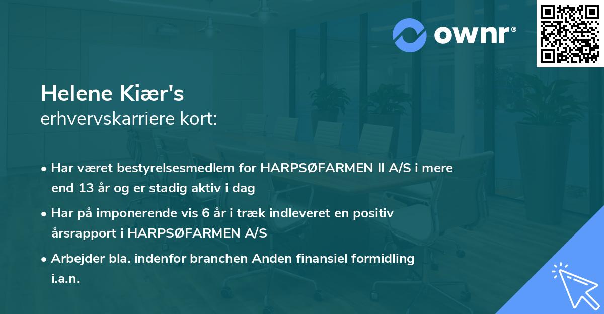 Helene Kiær's erhvervskarriere kort